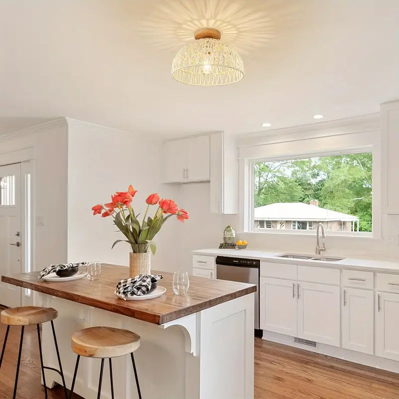 Ceiling Light | Boho Rattan Pendant Light-Ceiling Lamp-Pick NewYork