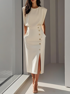 Victoria | Elegant Business Casual Midi Dress-Women Dress-Pick NewYork
