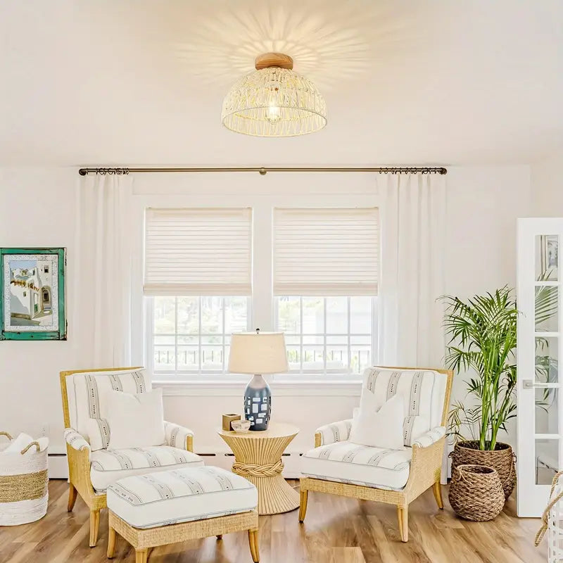 Ceiling Light | Boho Rattan Pendant Light-Ceiling Lamp-Pick NewYork