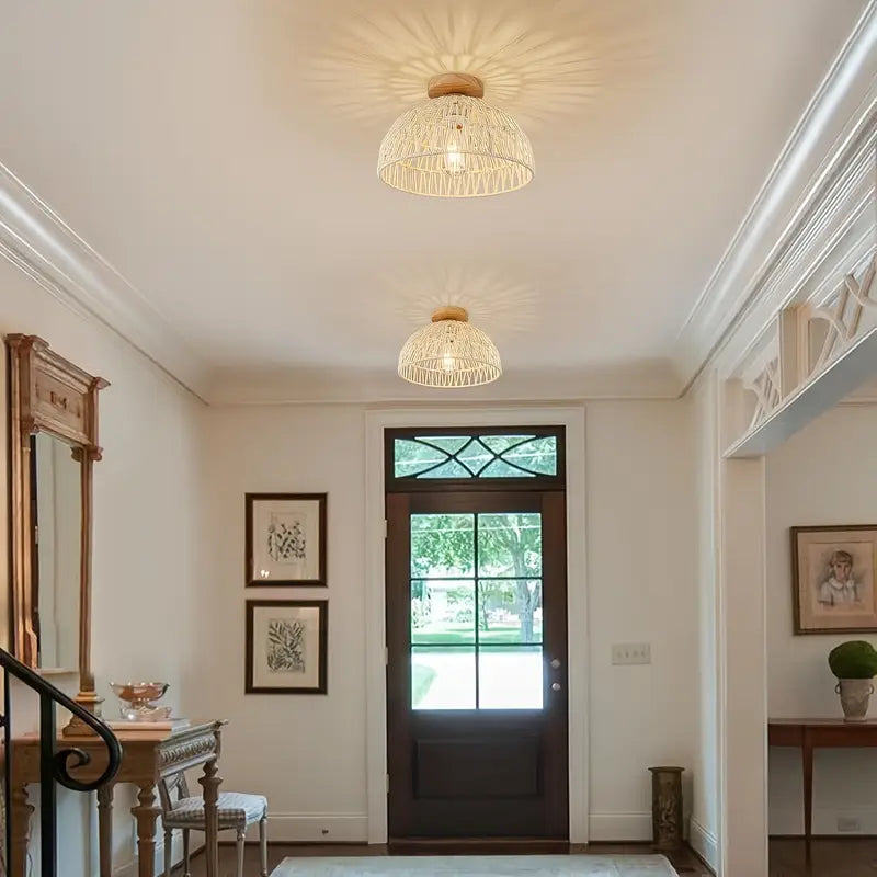 Ceiling Light | Boho Rattan Pendant Light-Ceiling Lamp-Pick NewYork