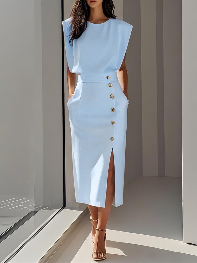 Victoria | Elegant Business Casual Midi Dress-Women Dress-Pick NewYork