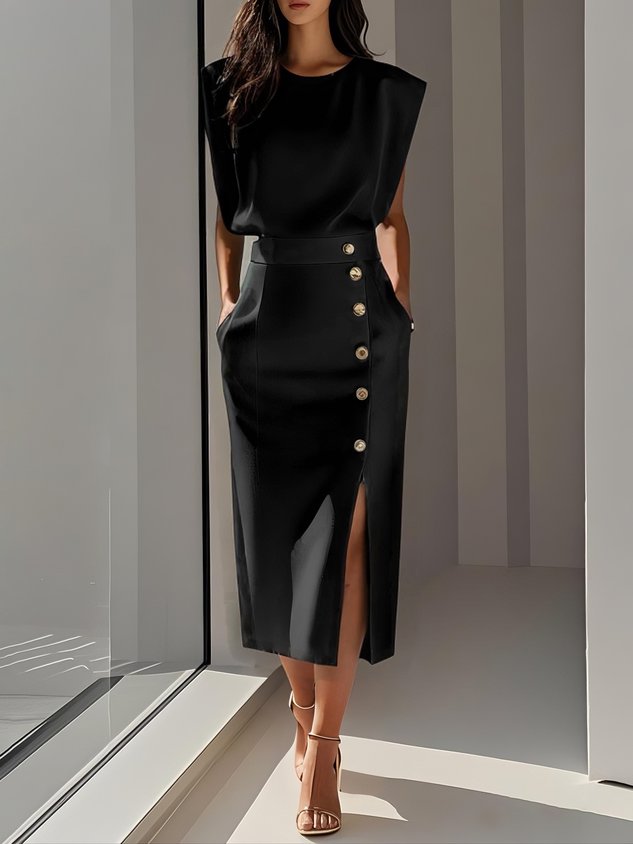 Victoria | Elegant Business Casual Midi Dress-Women Dress-Pick NewYork
