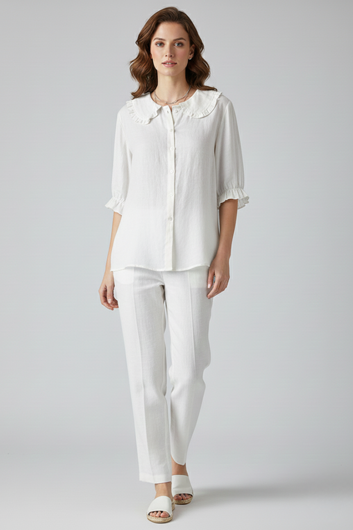 Charlotte | Feminine Ruffle Neck Blouse-Women Blouse-Pick NewYork