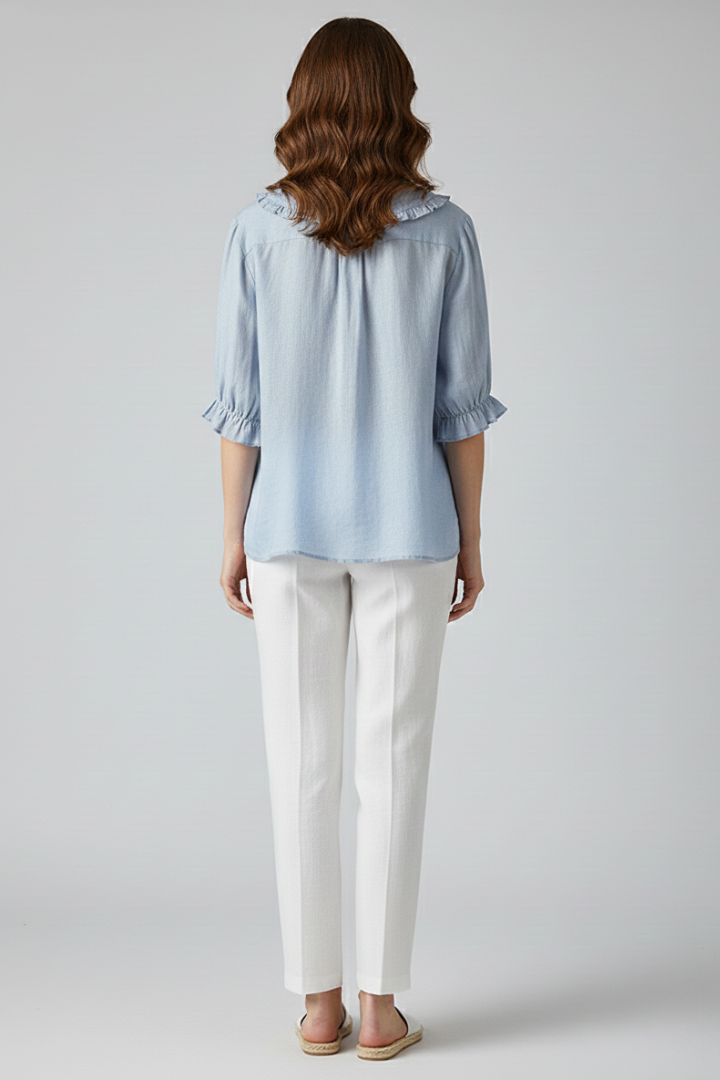 Charlotte | Feminine Ruffle Neck Blouse-Women Blouse-Pick NewYork