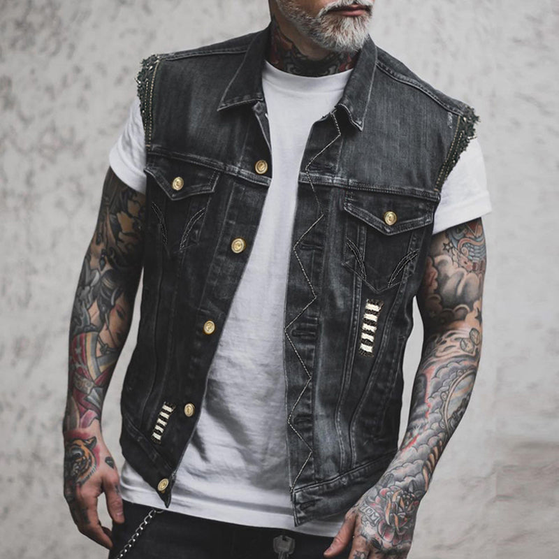 Ryder | Vintage Men’s Biker Vest-Men Vest-Pick NewYork