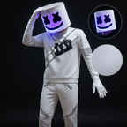 Marshmello Costume | LED Halloween Fortnite Costume-Costume Set-Pick NewYork