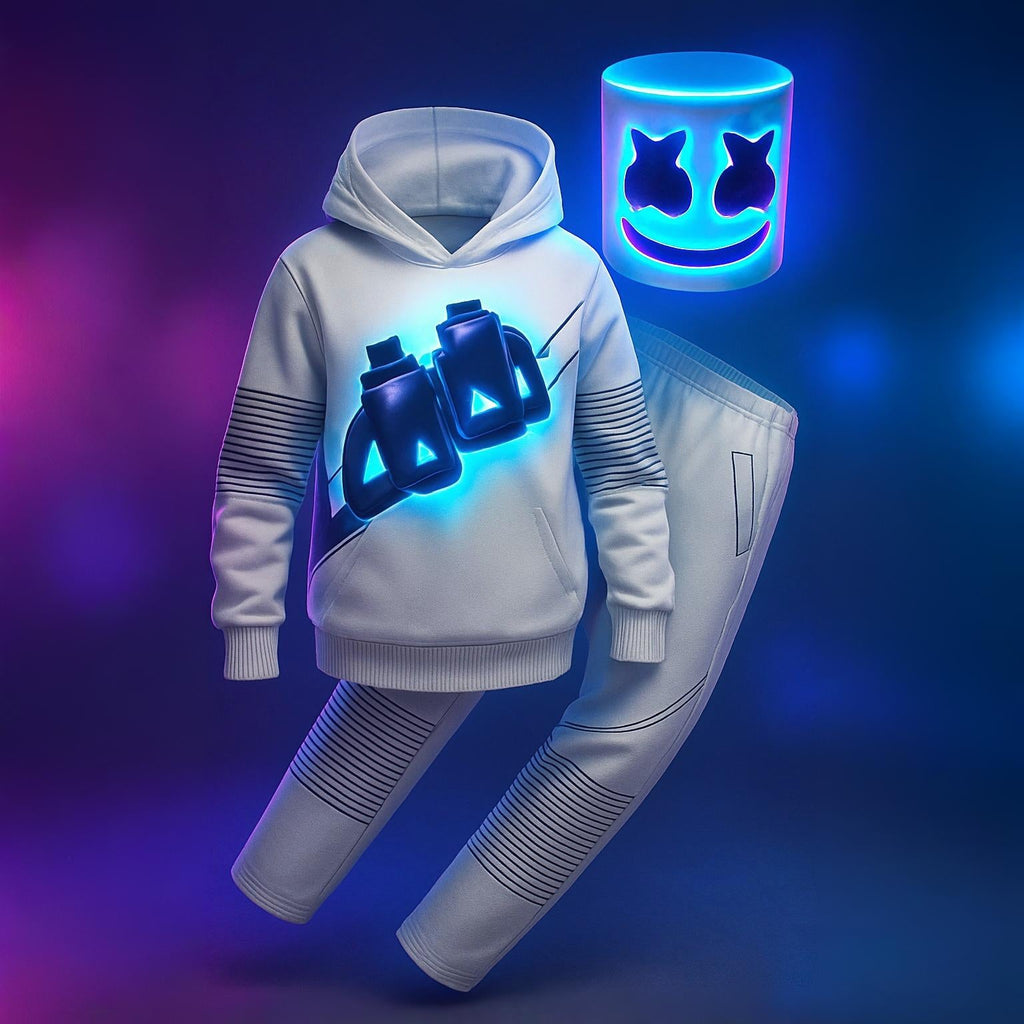 Marshmello Costume | LED Halloween Fortnite Costume-Costume Set-Pick NewYork