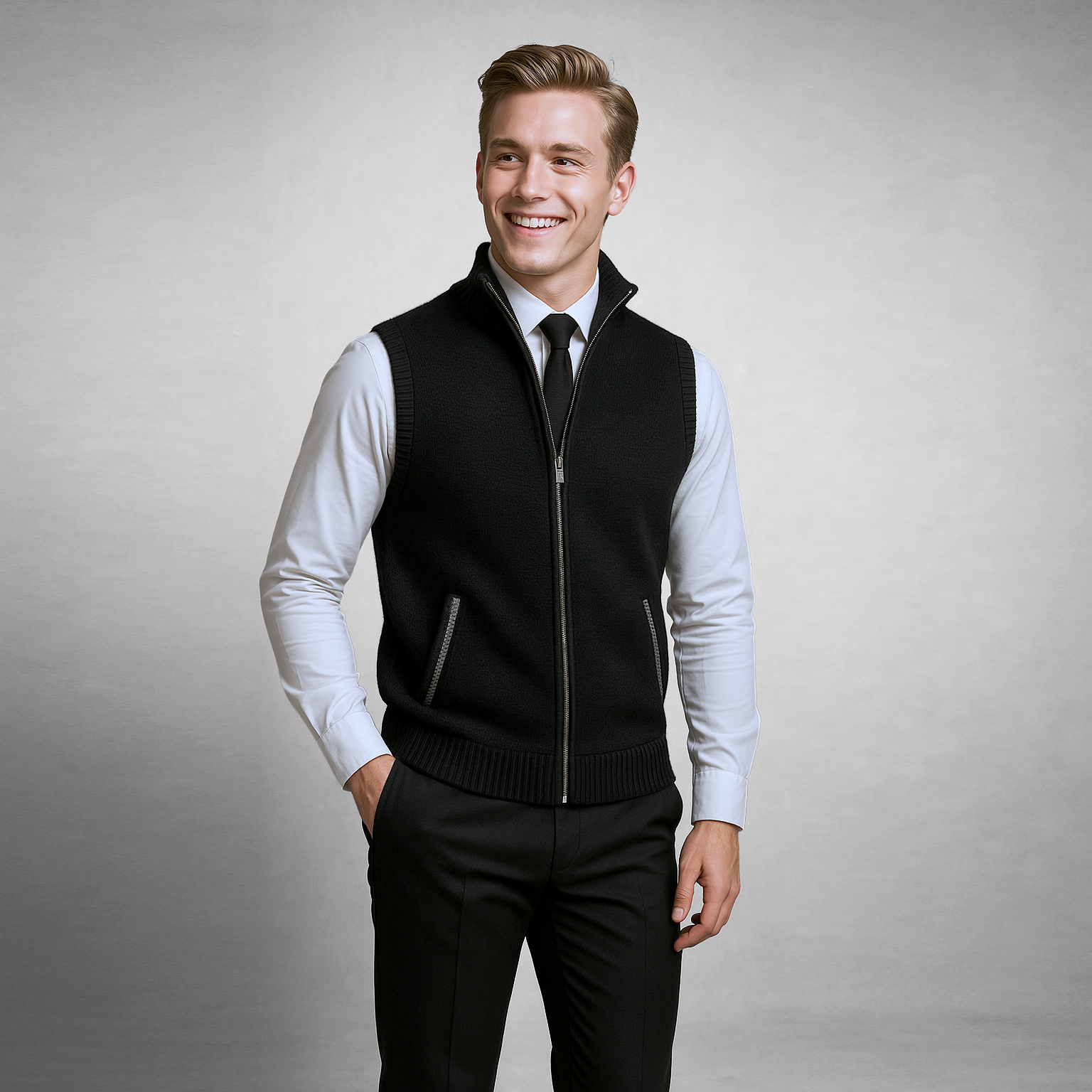 Hudson | Refined Men’s Zip Up Sweater Vest-Men Vest-Pick NewYork