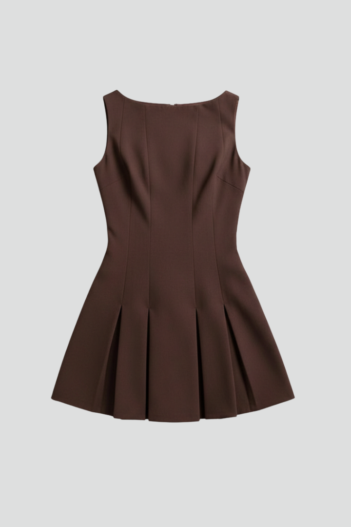 Audrey | Elegant Pleated Mini Dress-Women Dress-Pick NewYork