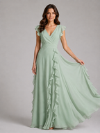 Evangeline | Women's Ruffle Maxi Dress | Chiffon Wedding Guest Dress-Women Dress-Pick NewYork