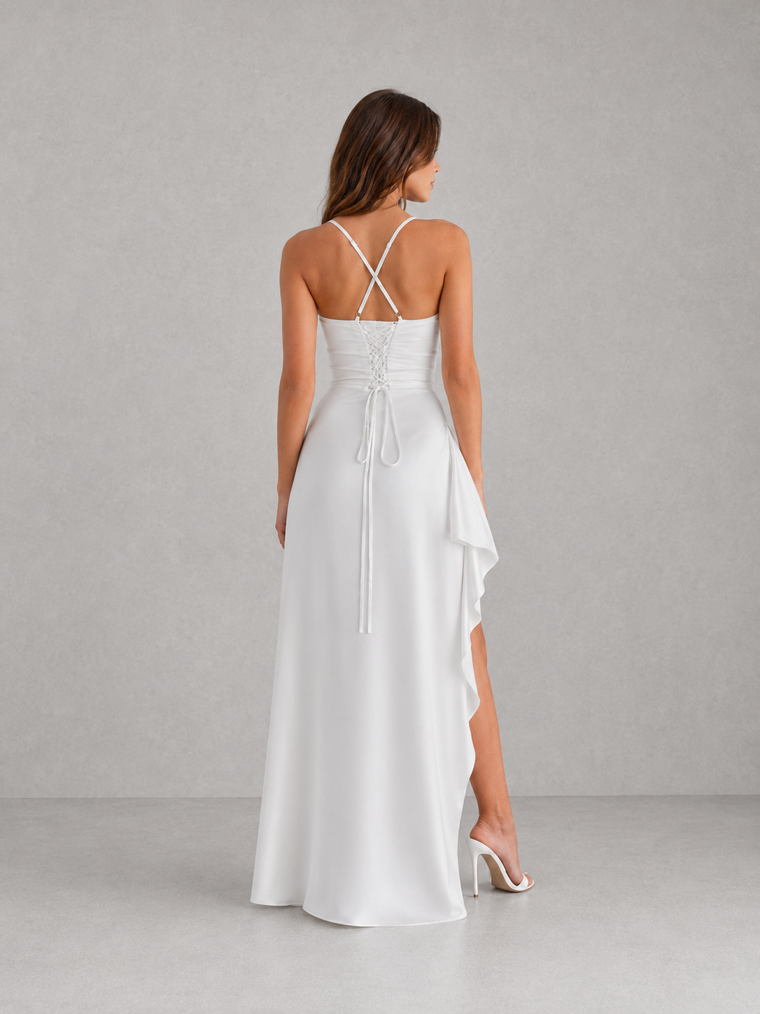 Genevieve | Women's Satin Maxi Dress | High Slit Wedding Guest Dress-Women Dress-Pick NewYork