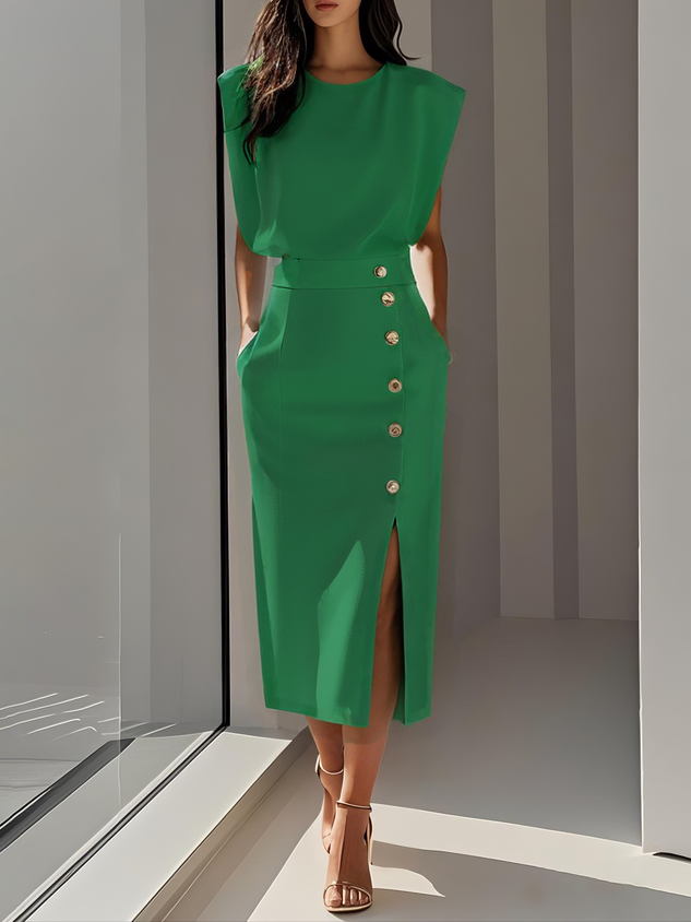 Victoria | Elegant Business Casual Midi Dress-Women Dress-Pick NewYork