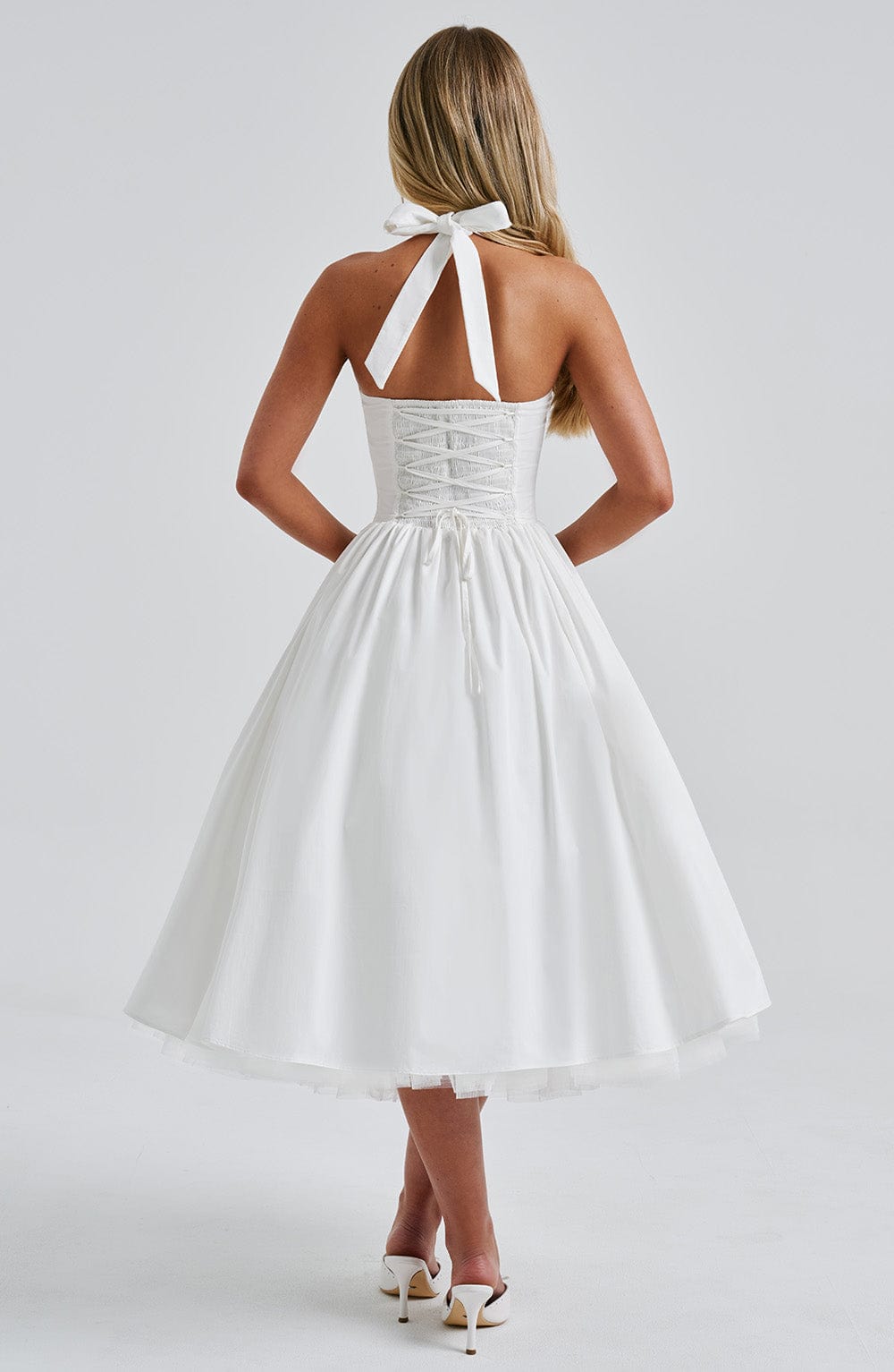 Bianca | Women's Fit And Flare Midi Dress | Halter Neck Full Skirt-Women Dress-Pick NewYork