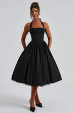 Bianca | Women's Fit And Flare Midi Dress | Halter Neck Full Skirt-Women Dress-Pick NewYork