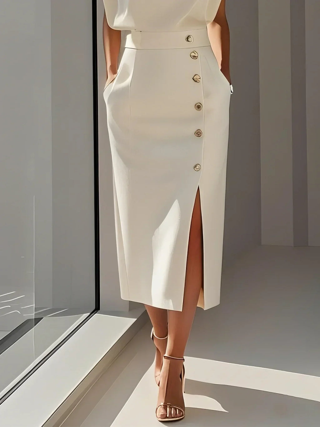 Victoria | Elegant Business Casual Midi Dress-Women Dress-Pick NewYork