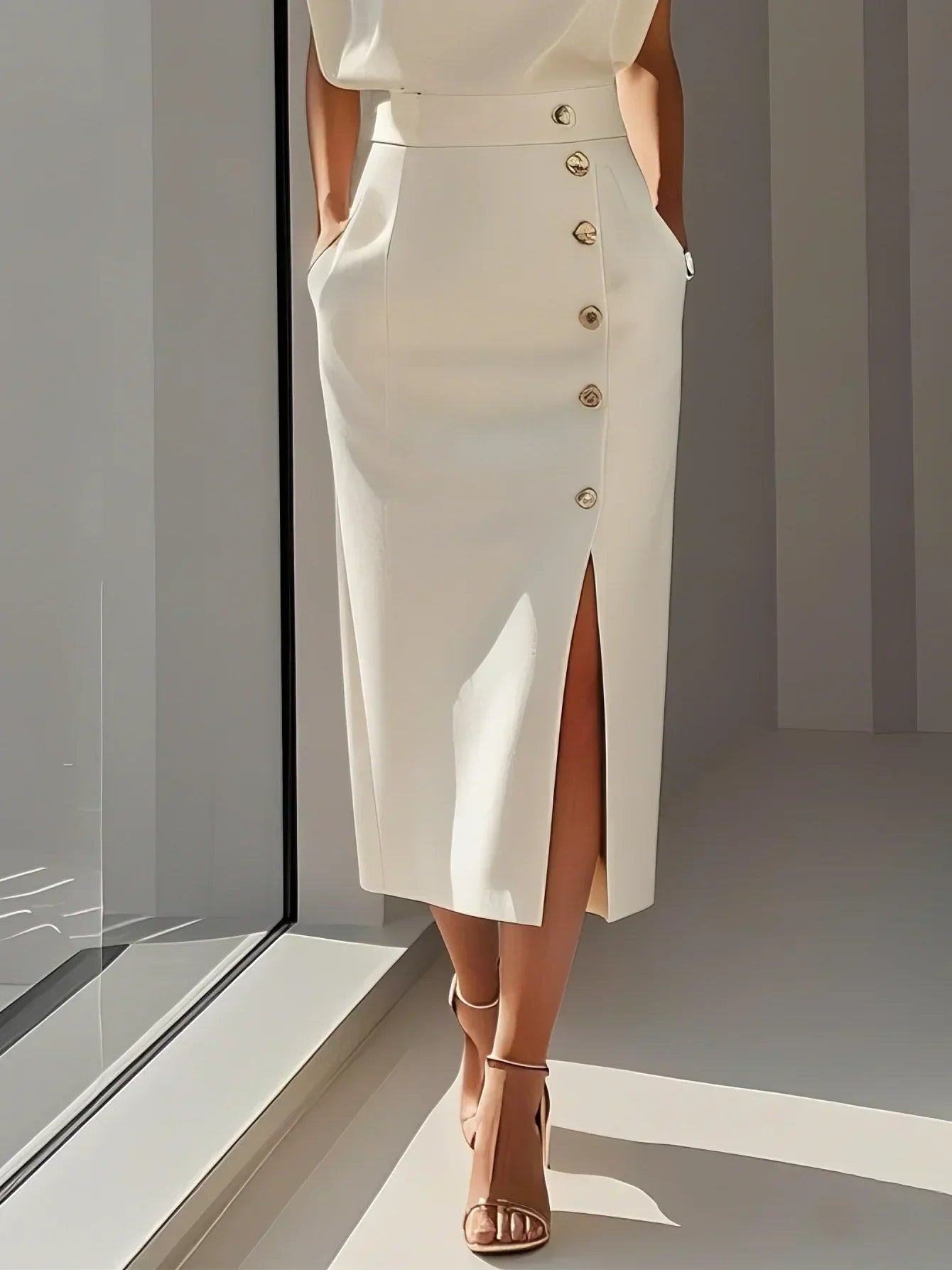 Victoria | Elegant Business Casual Midi Dress-Women Dress-Pick NewYork