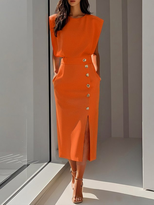 Victoria | Elegant Business Casual Midi Dress-Women Dress-Pick NewYork