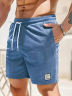 Easton | Men’s Ribbed Shorts | Drawstring Waist Side Pockets Everyday Wear-Men Shorts-Pick NewYork
