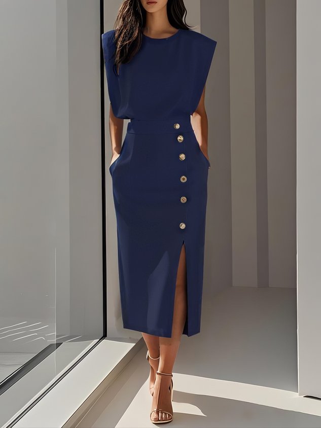Victoria | Elegant Business Casual Midi Dress-Women Dress-Pick NewYork