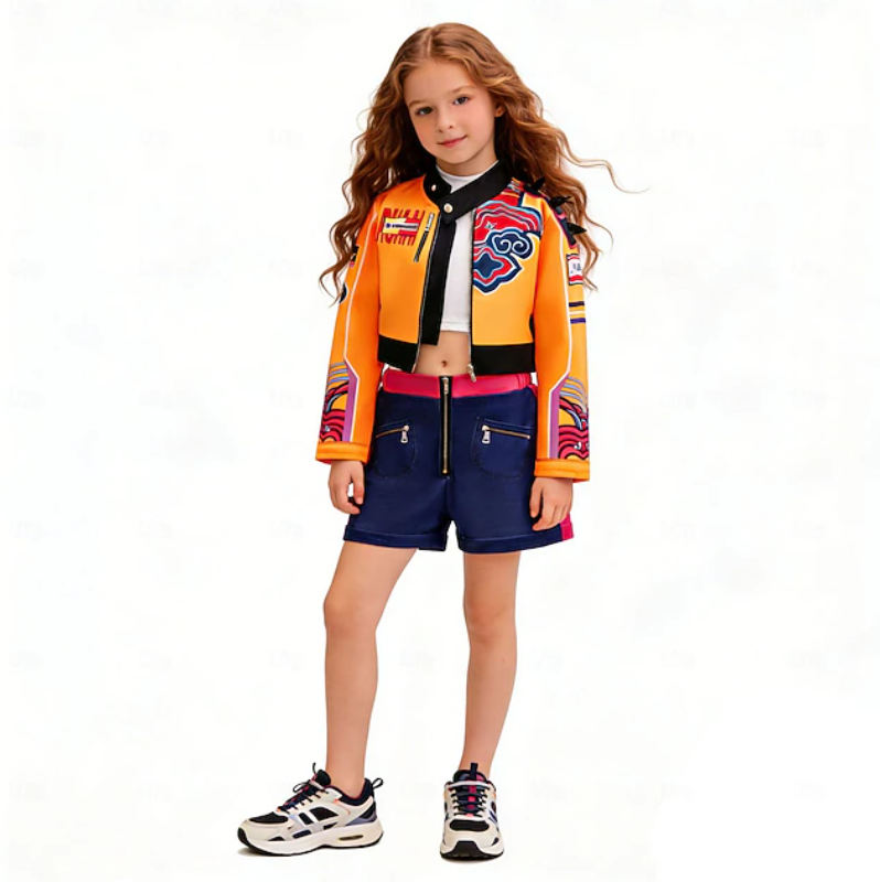 Ivy | Girls K-Pop Costume Set | Contrast Jacket Shorts-Kids Costume-Pick NewYork
