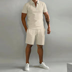 Joe | Men’s Polo Shirt and Shorts Set | Short Sleeve Drawstring Casual Wear-Men Outfit Set-Pick NewYork
