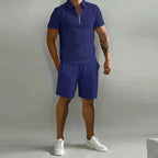 Joe | Men’s Polo Shirt and Shorts Set | Short Sleeve Drawstring Casual Wear-Men Outfit Set-Pick NewYork