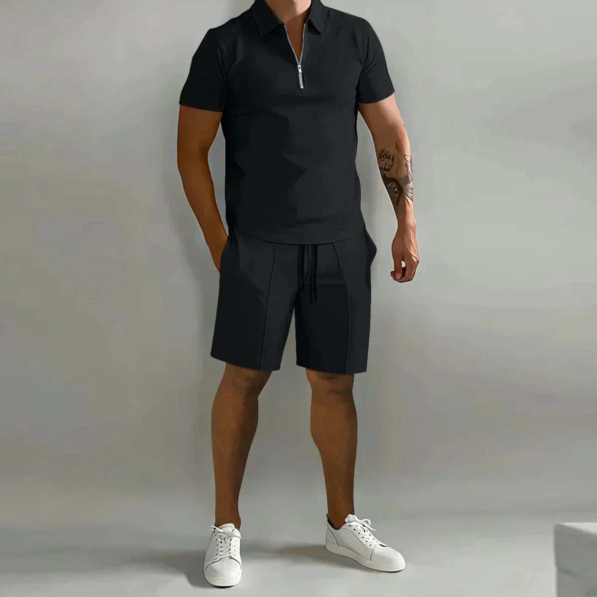 Joe | Men’s Polo Shirt and Shorts Set | Short Sleeve Drawstring Casual Wear-Men Outfit Set-Pick NewYork