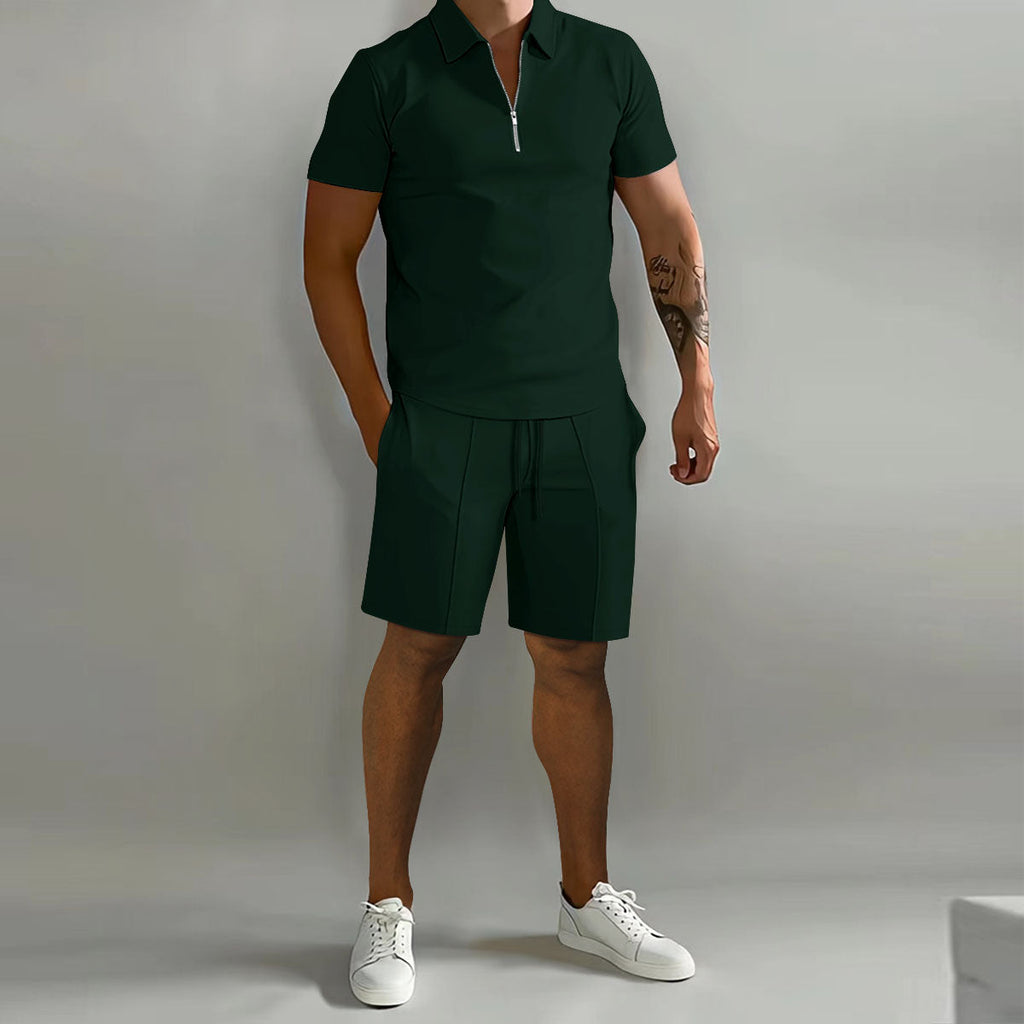 Joe | Men’s Polo Shirt and Shorts Set | Short Sleeve Drawstring Casual Wear-Men Outfit Set-Pick NewYork