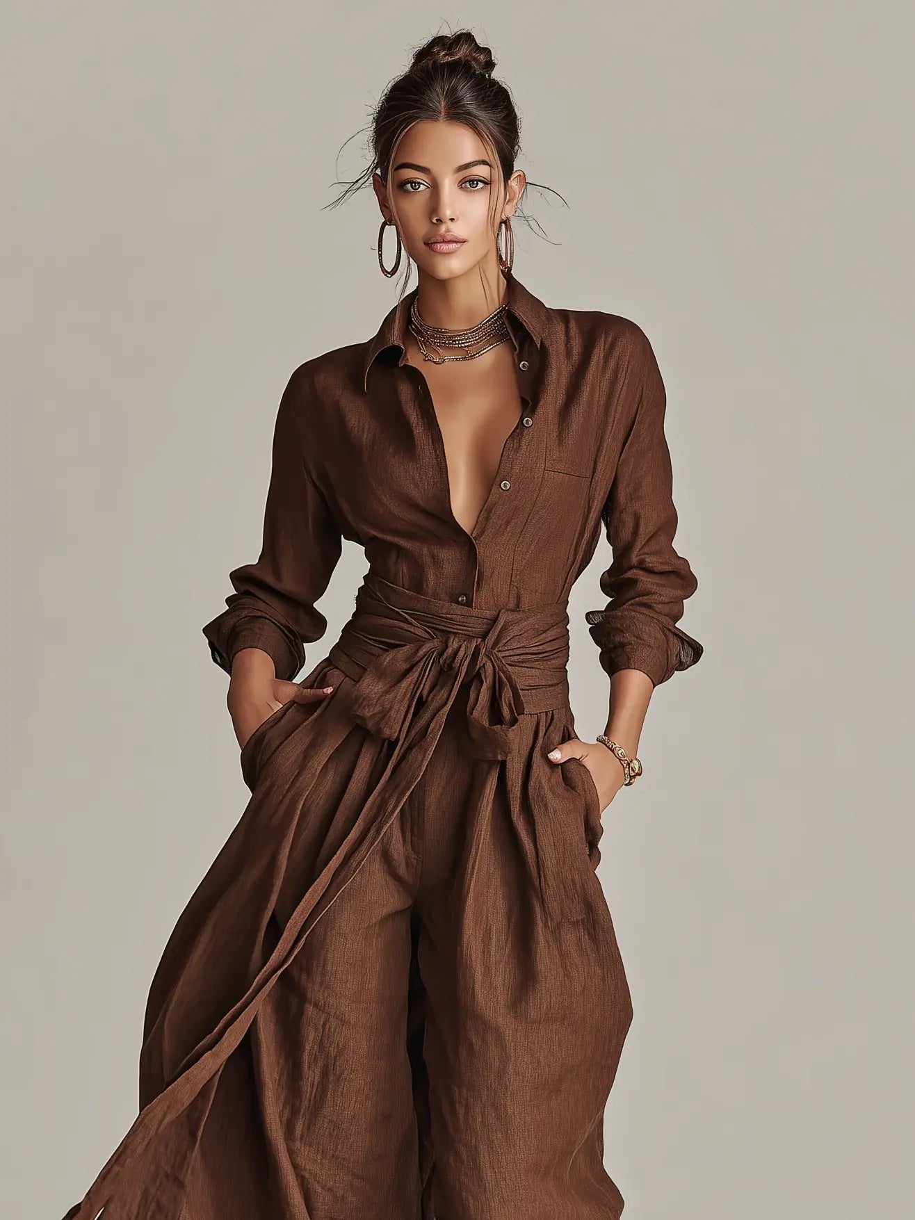 Sabrina | Women's Wide-Leg Jumpsuit | Belted Waist · PNY