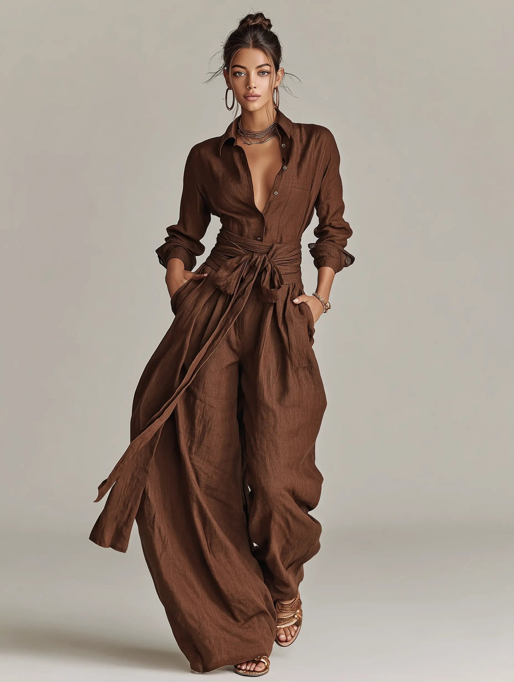 Sabrina | Women's Wide-Leg Jumpsuit | Belted Waist · PNY