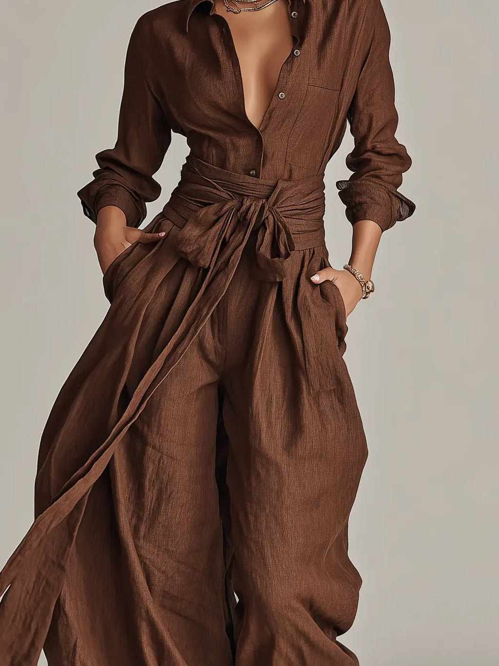 Sabrina | Women's Wide-Leg Jumpsuit | Belted Waist · PNY