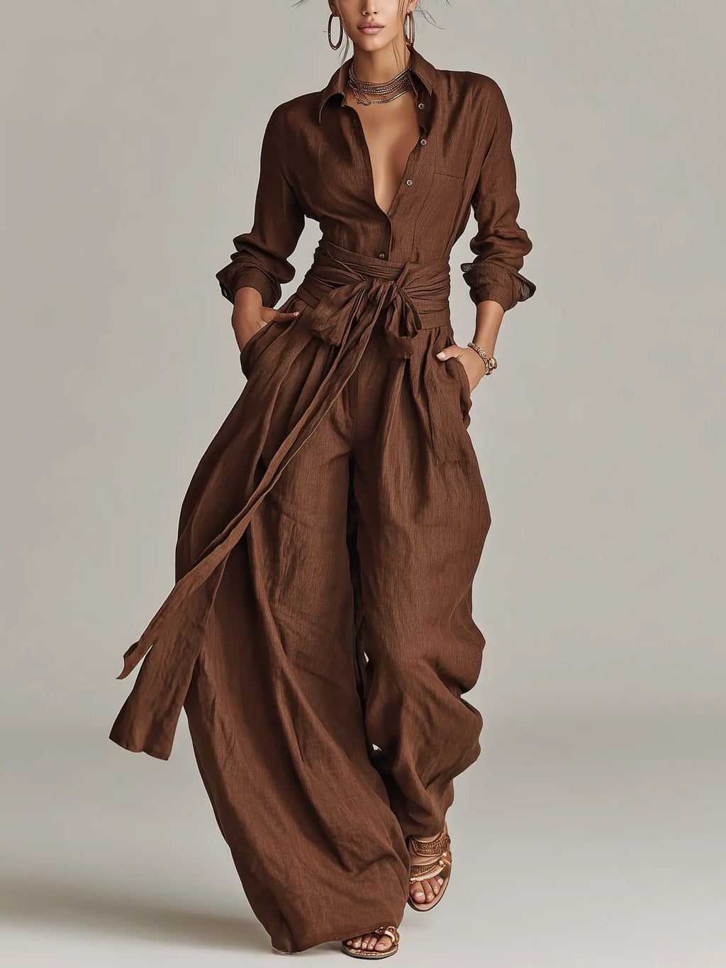 Sabrina | Women's Wide-Leg Jumpsuit | Belted Waist · PNY