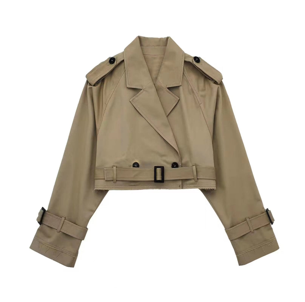 Sadie | Women's Cropped Trench Coat | Belted · PNY