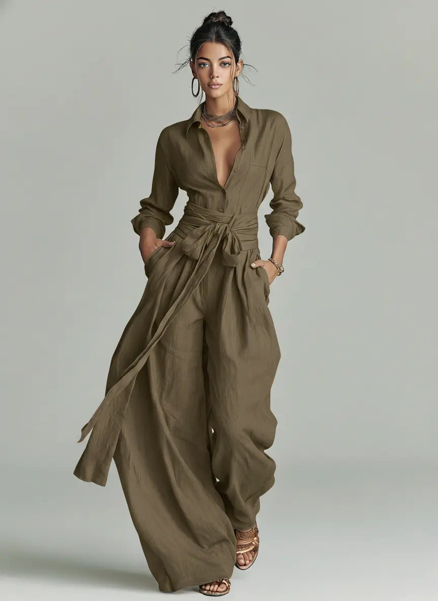 Vivian | Women's Wide-Leg Jumpsuit | Tie Waist · PNY