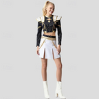 Skylar | Women’s Performance Stage Costume Set | Shoulder Panels Chain Detail Costume Wear-Women Outfit Set-Pick NewYork