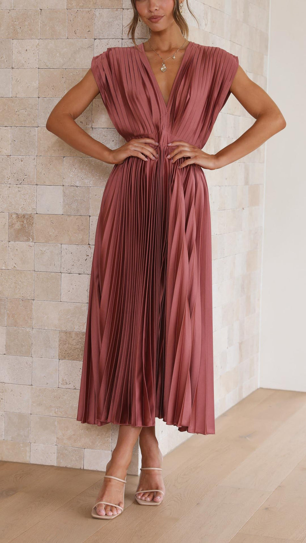 Harper | Pleated Midi Dress-Women Dress-Pick NewYork