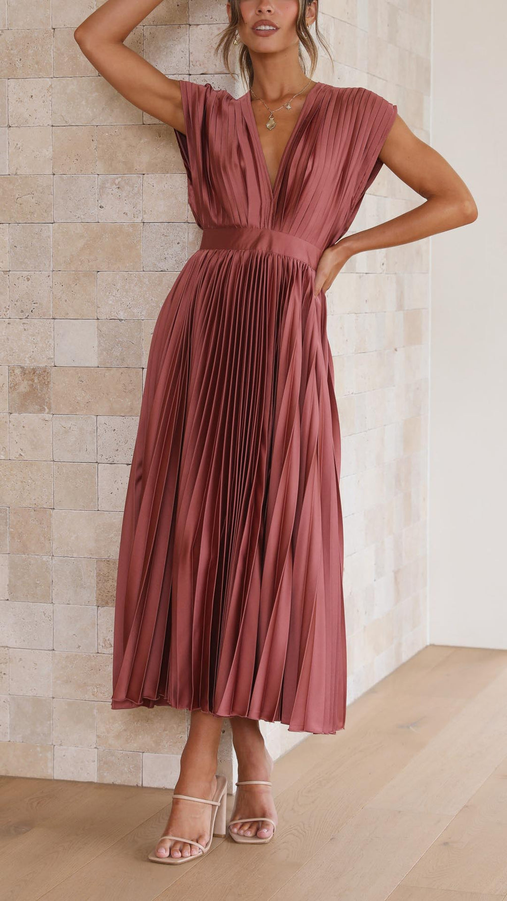 Harper | Pleated Midi Dress-Women Dress-Pick NewYork