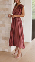 Harper | Pleated Midi Dress-Women Dress-Pick NewYork