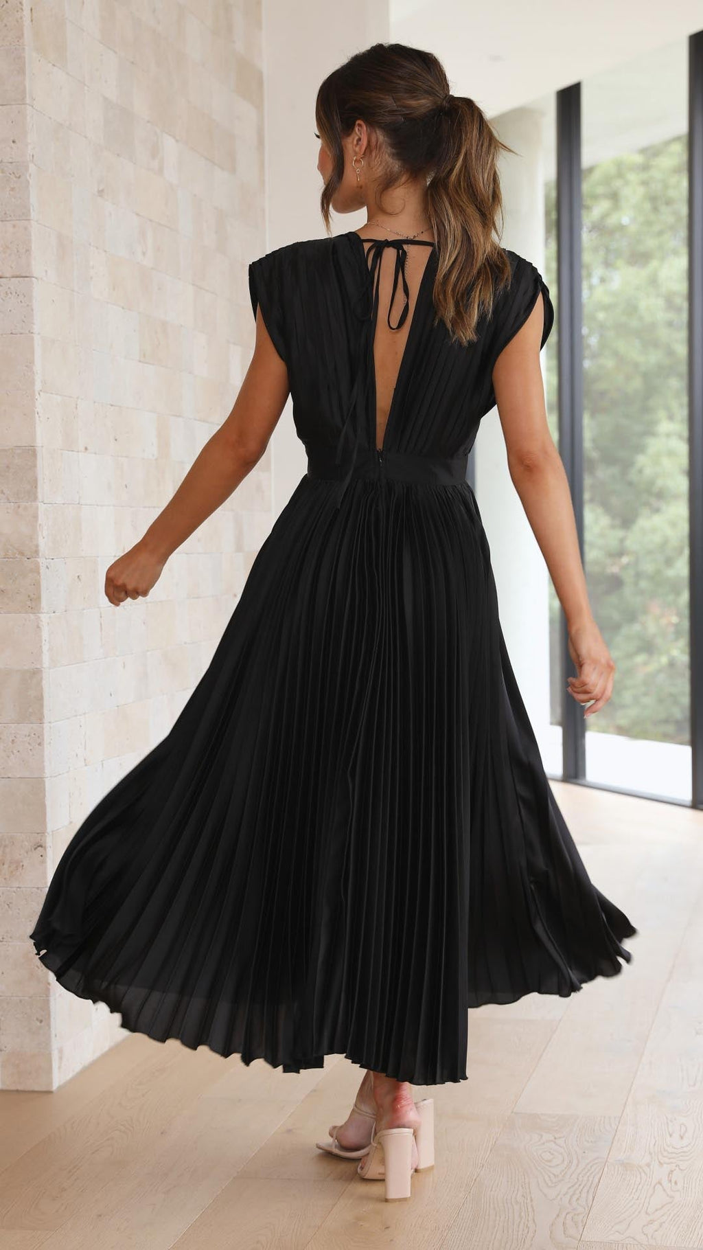 Harper | Pleated Midi Dress-Women Dress-Pick NewYork